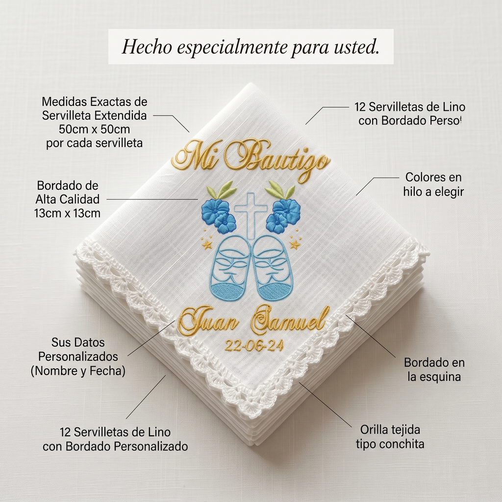 12 Servilletas Para Bautizo
