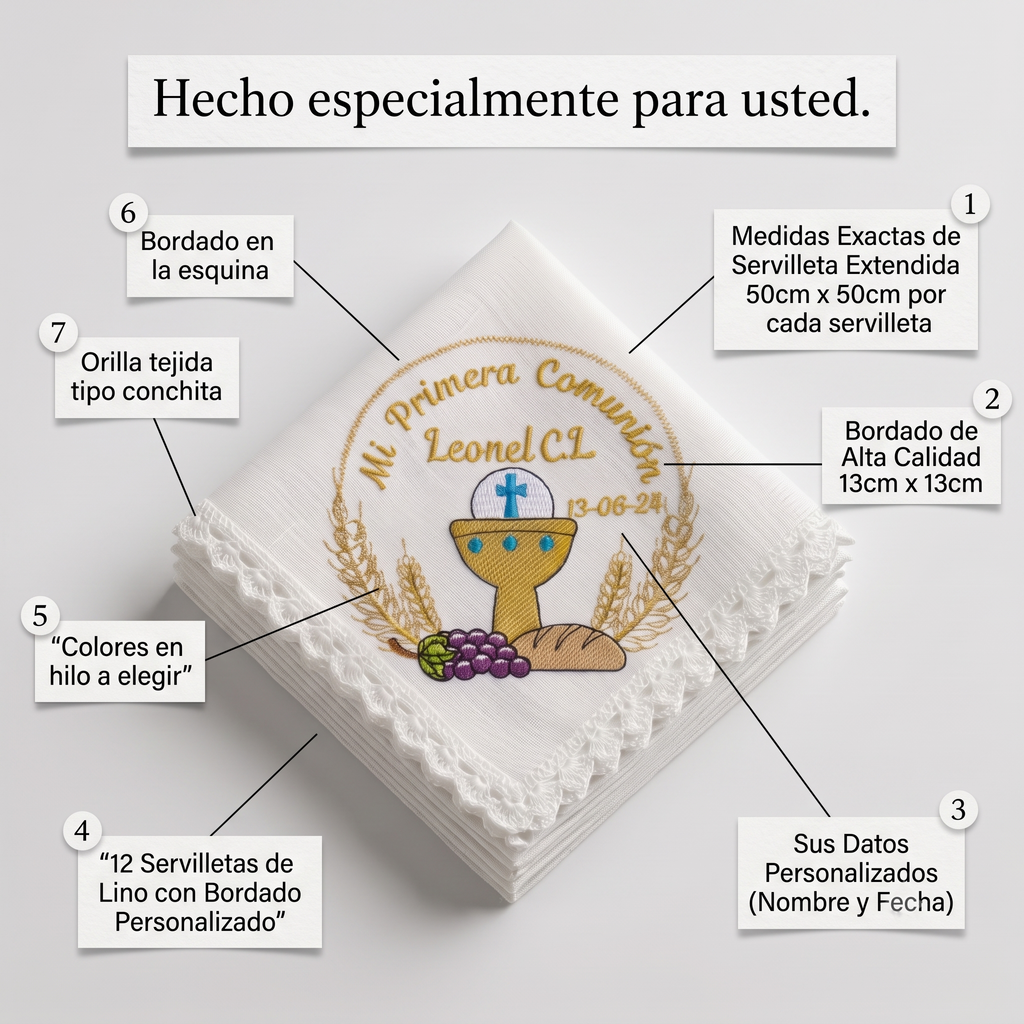 12 Servilletas Para Comunión