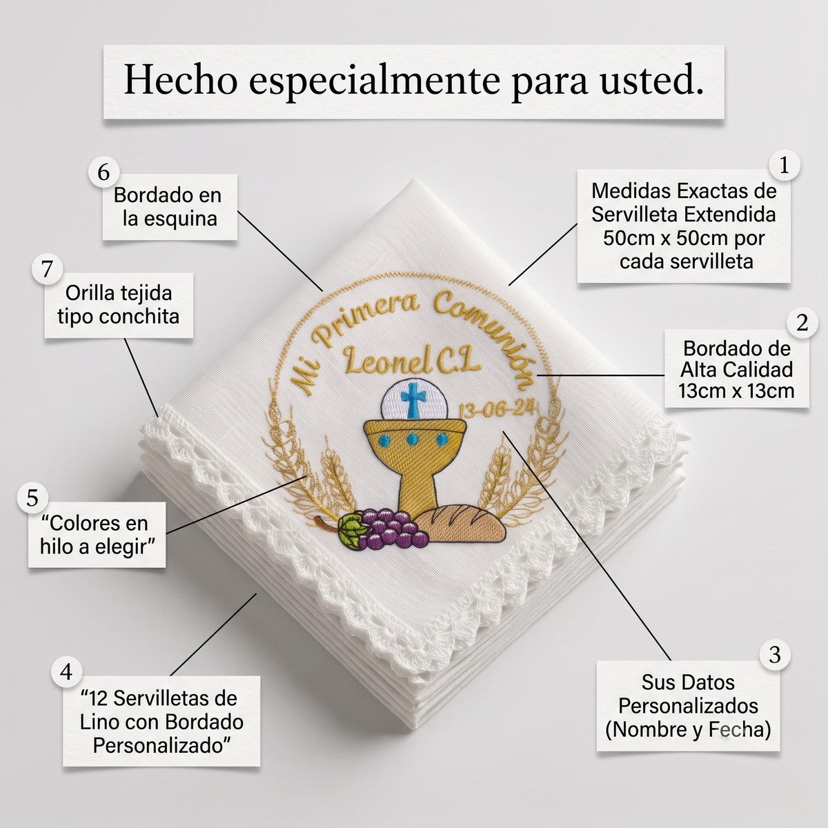 12 Servilletas Para Comunión
