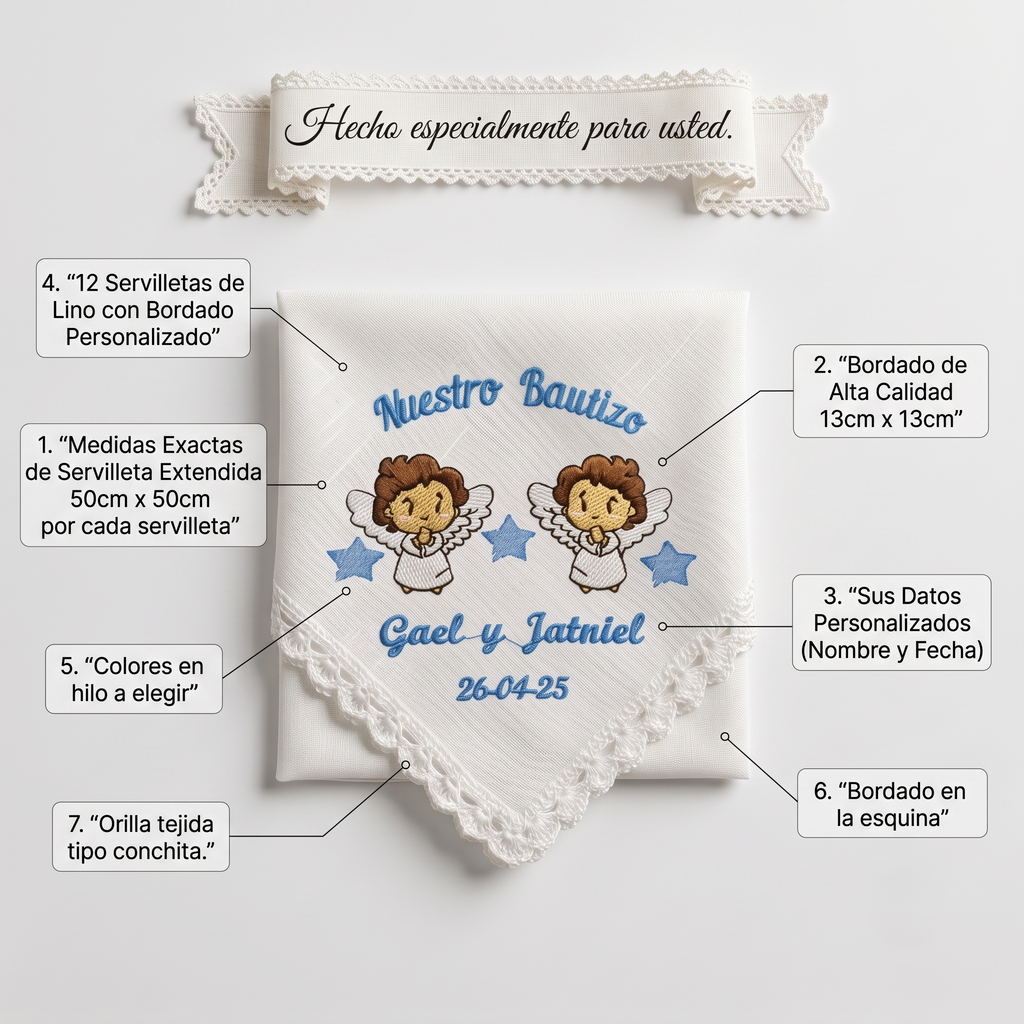 12 Servilletas Para Bautizo