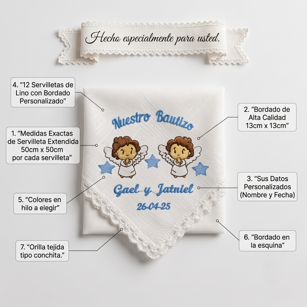 12 Servilletas Para Bautizo