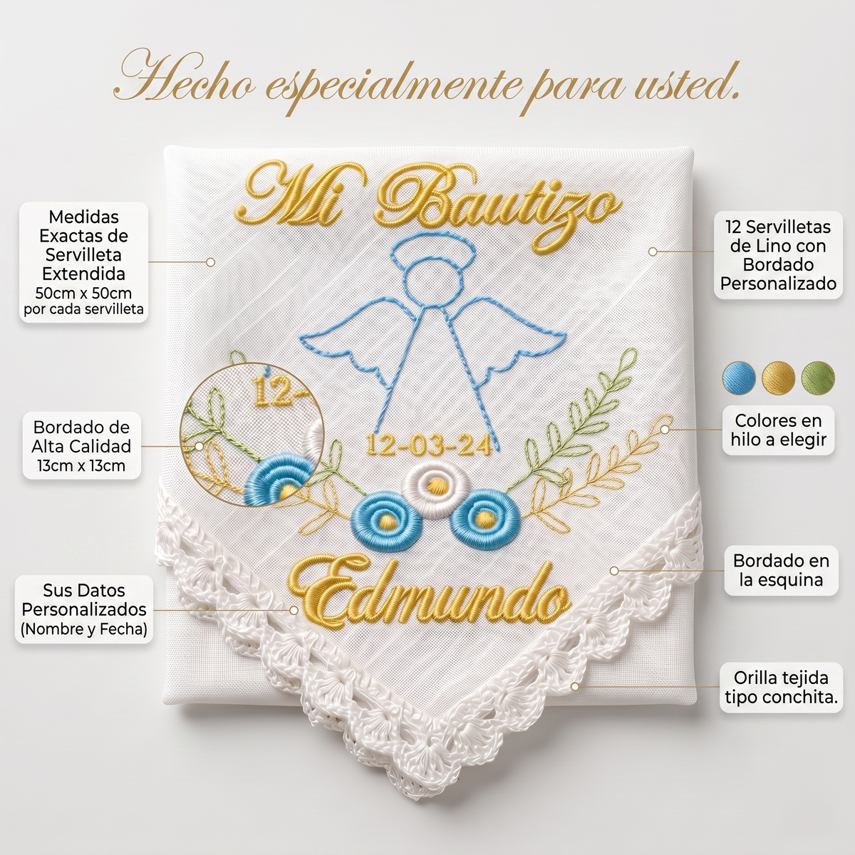 12 Servilletas Para Bautizo