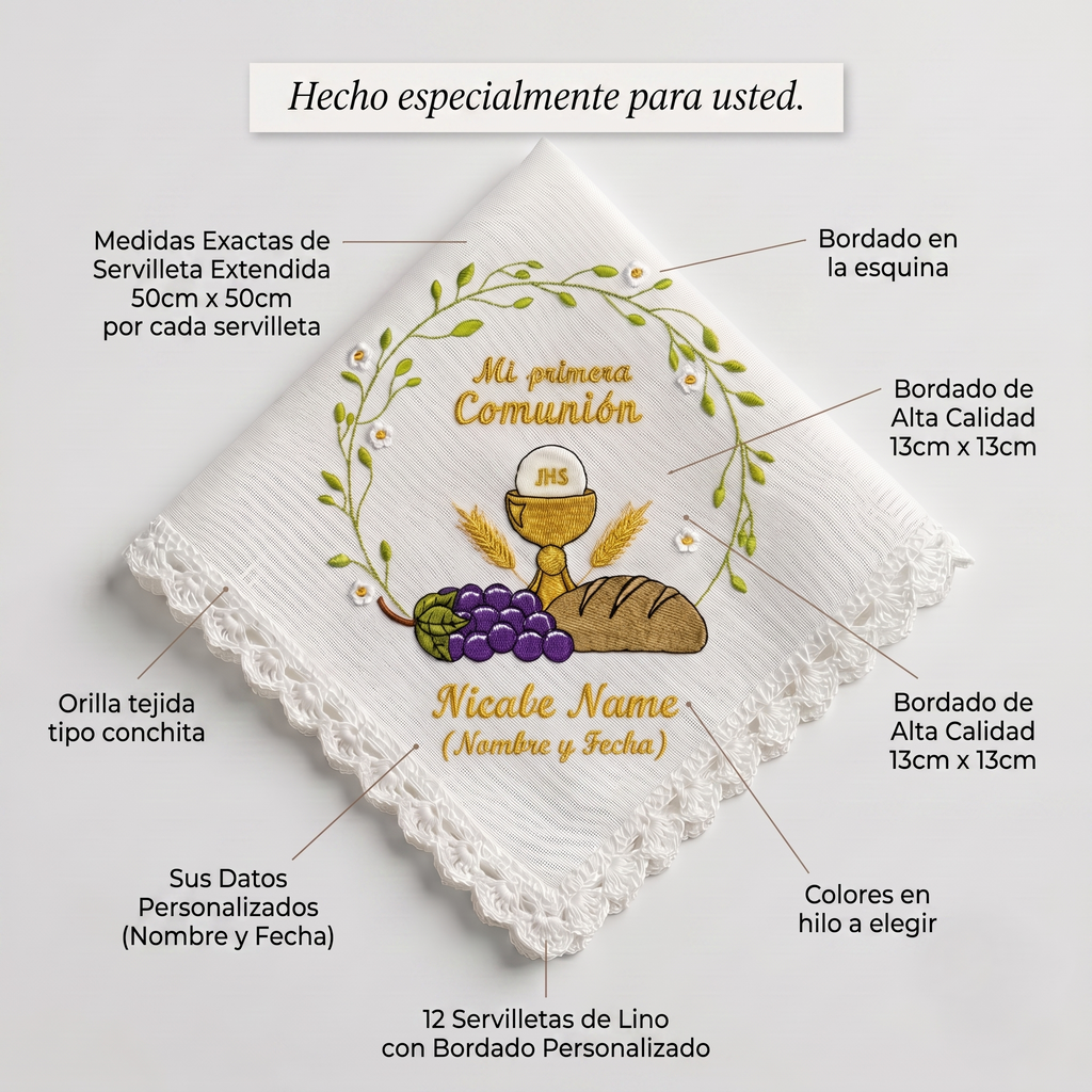 12 Servilletas Para Comunión