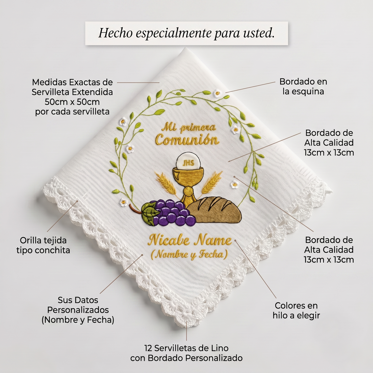 12 Servilletas Para Comunión