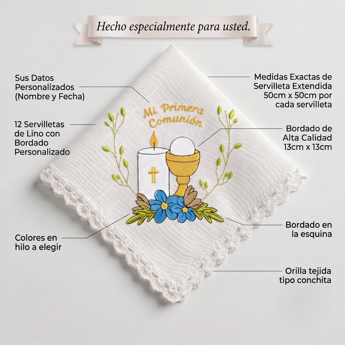 12 Servilletas Para Comunión