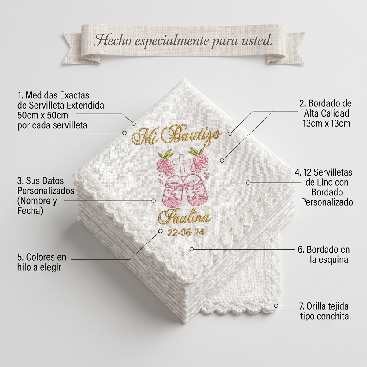 12 Servilletas Para Bautizo
